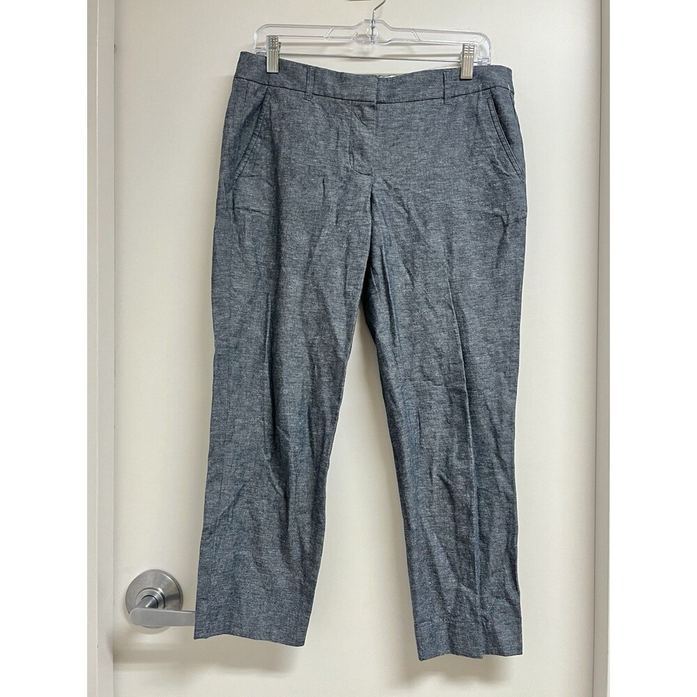 J Crew Pants Womens 6 Gray Chino Linen Cotton Blend Tapered Ankle Work Casual